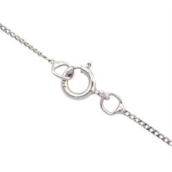 18ct white gold round brilliant cut diamond circular pendant, hallmarked, on 9ct white gold chain necklace, stamped 375