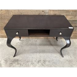 Rosewood finish console dressing table, fitted with two soft-close drawers