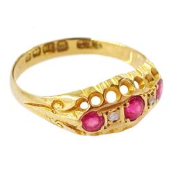 Early 20th century 18ct gold five paste and diamond ring, Birmingham 1915