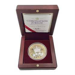 Queen Elizabeth II Bailiwick of Jersey 2013 'Coronation Jubilee' gold proof five pound coin, cased with certificate