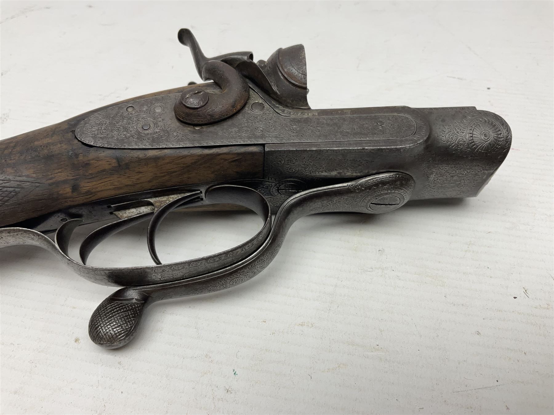 SHOTGUN CERTIFICATE REQUIRED - Purdey 12-bore side-by-side double barrel hammer shotgun, STOCK AND ACTION ONLY as barrels cut ready for sleeving, screw underlever action, serial no.616177