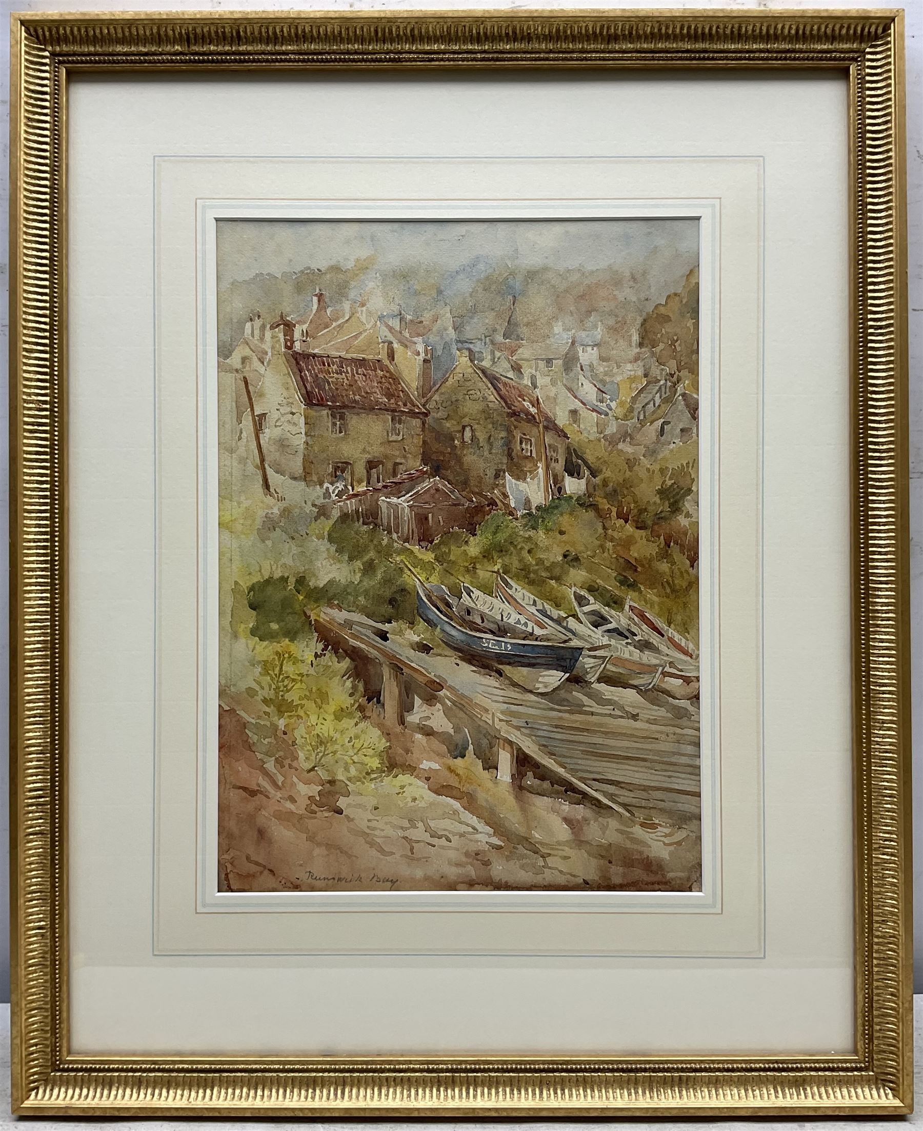 Manner of Dame Laura Knight (neé Johnson) (Staithes Group 1877-1970): 'Runswick Bay', watercolour titled unsigned 37cm x 27cm