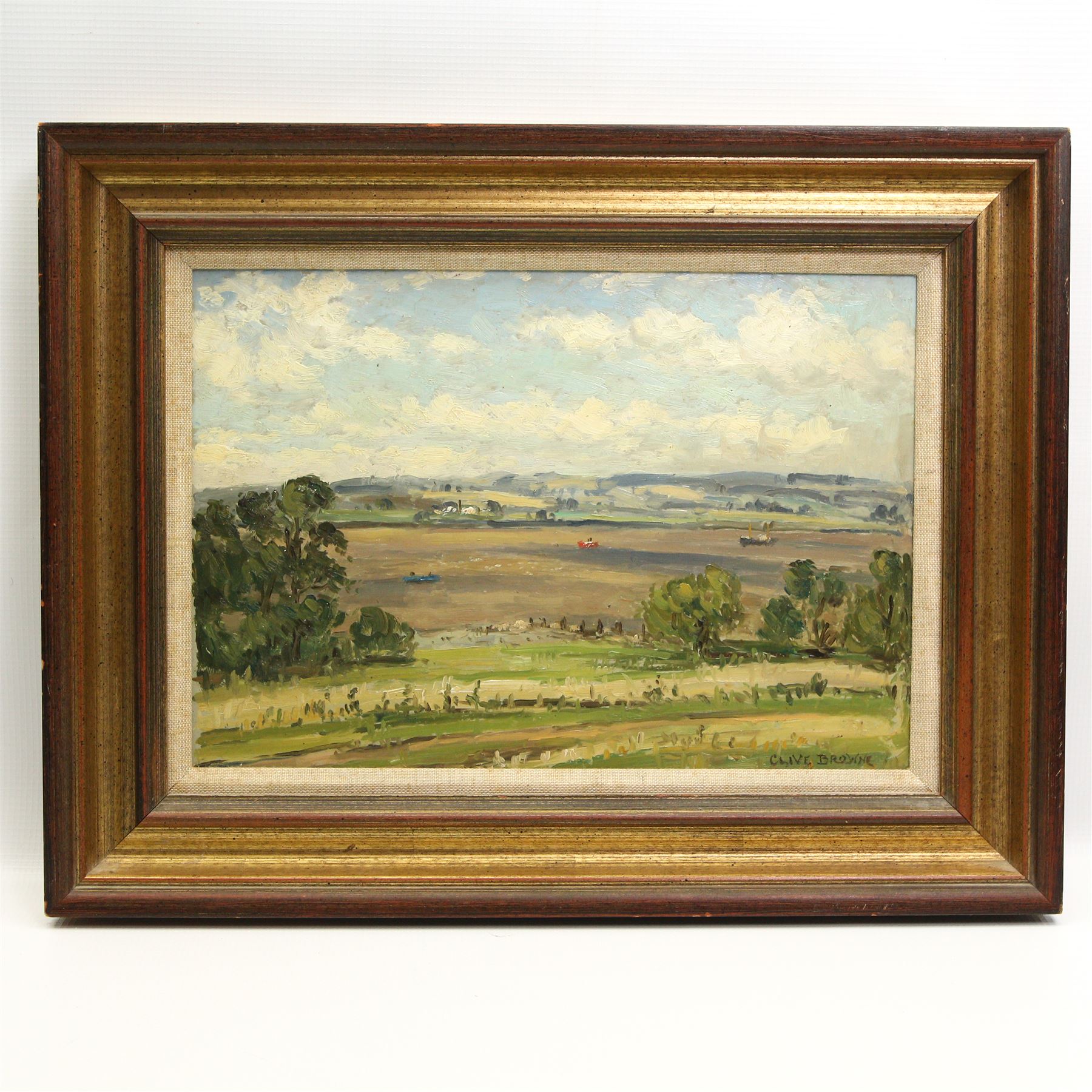 Clive Richard Browne (British 1901-1991): 'The Humber near South Ferriby', oil on board signed, titled verso 23cm x 33cm; together with another similar landscape unsigned 19cm x 23cm (2)