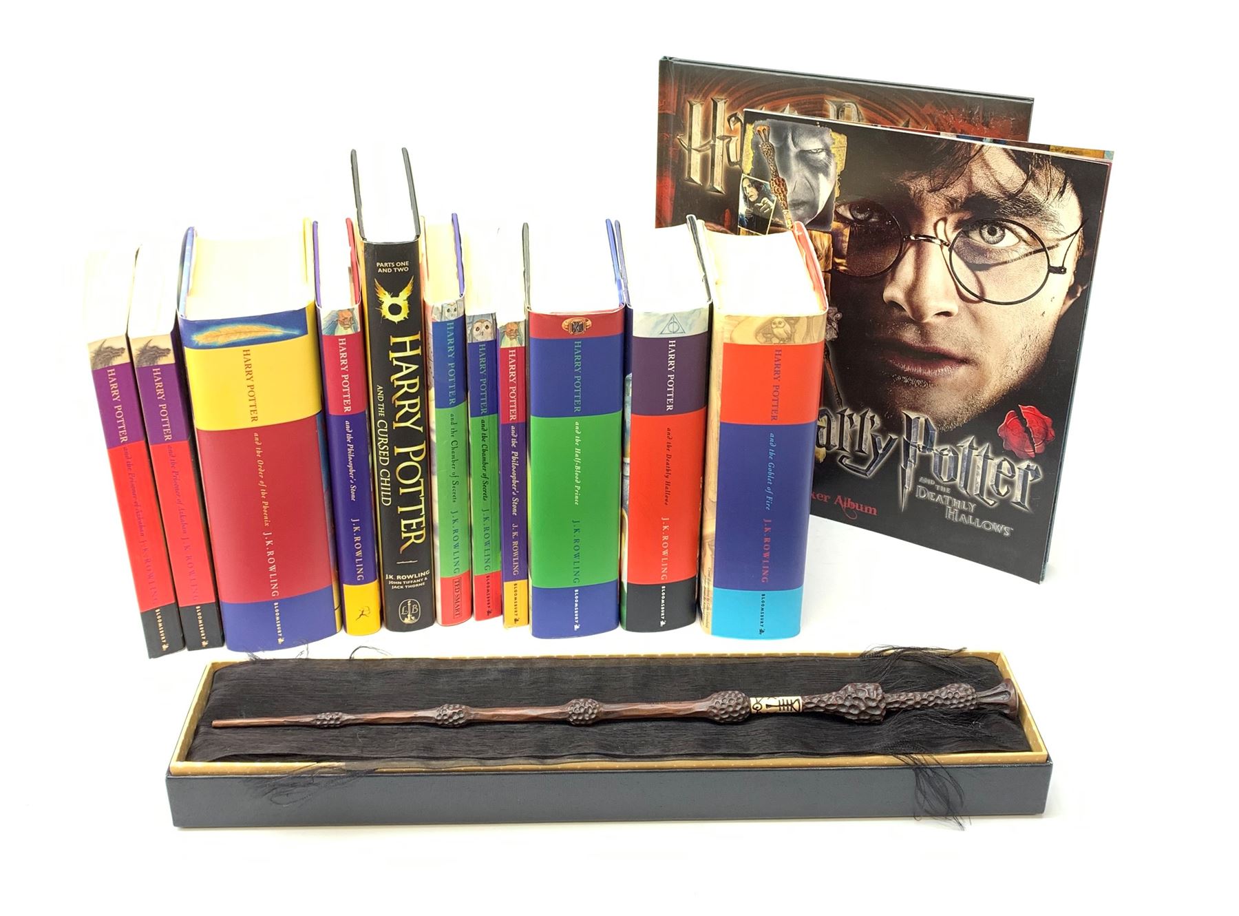 Rowling J.K.: three Harry Potter first editions - Order of the Phoenix, Half  Blood Prince and Deathly Hallows, all with unclipped dustjackets; seven  other Harry Potter books; and related items includi -