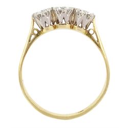 18ct gold three stone round brilliant cut diamond ring, total diamond weight approx 1.00 carat