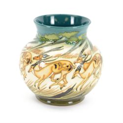 Moorcroft vase of squat baluster form, decorated with Impala pattern, designed by Kerry Go...