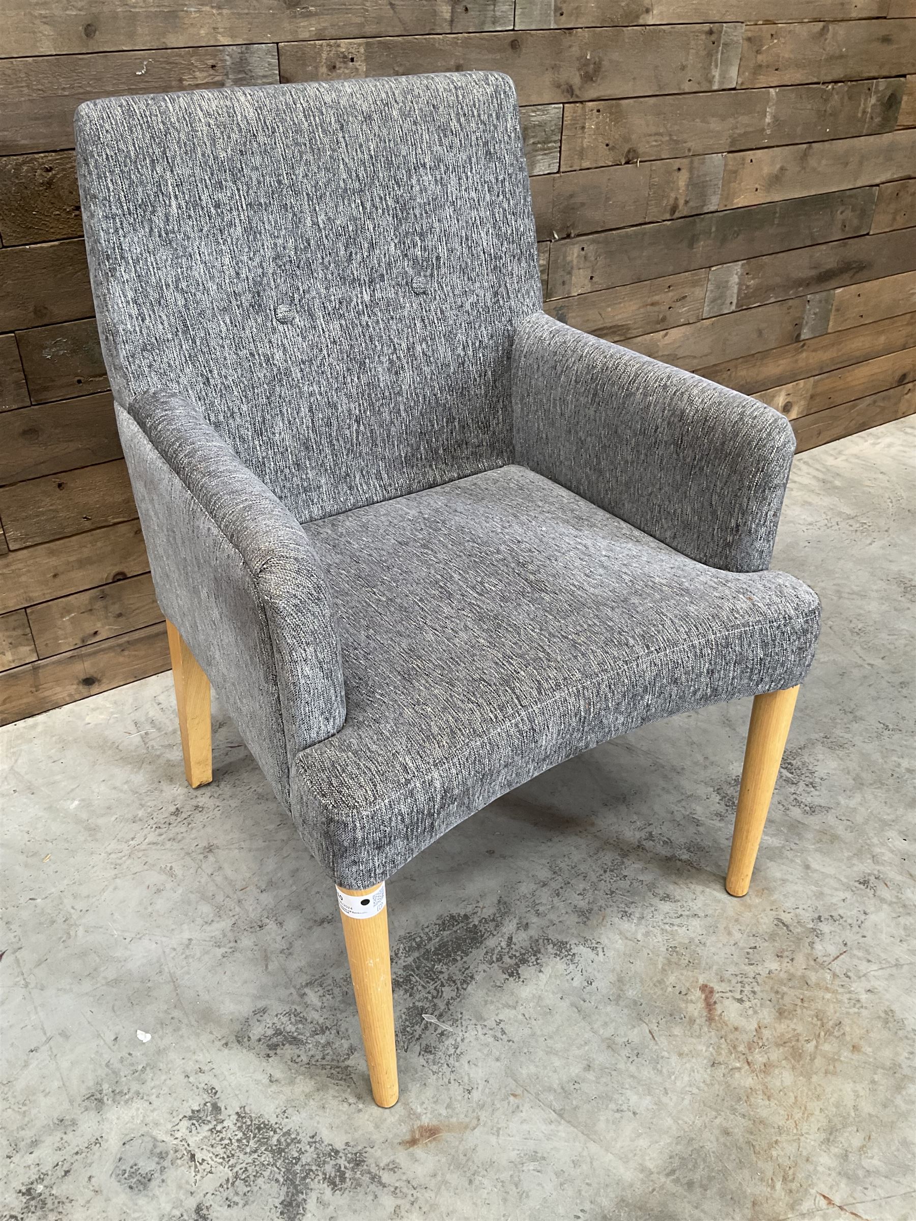 17 x armchair upholstered in textured grey fabric, beech legs