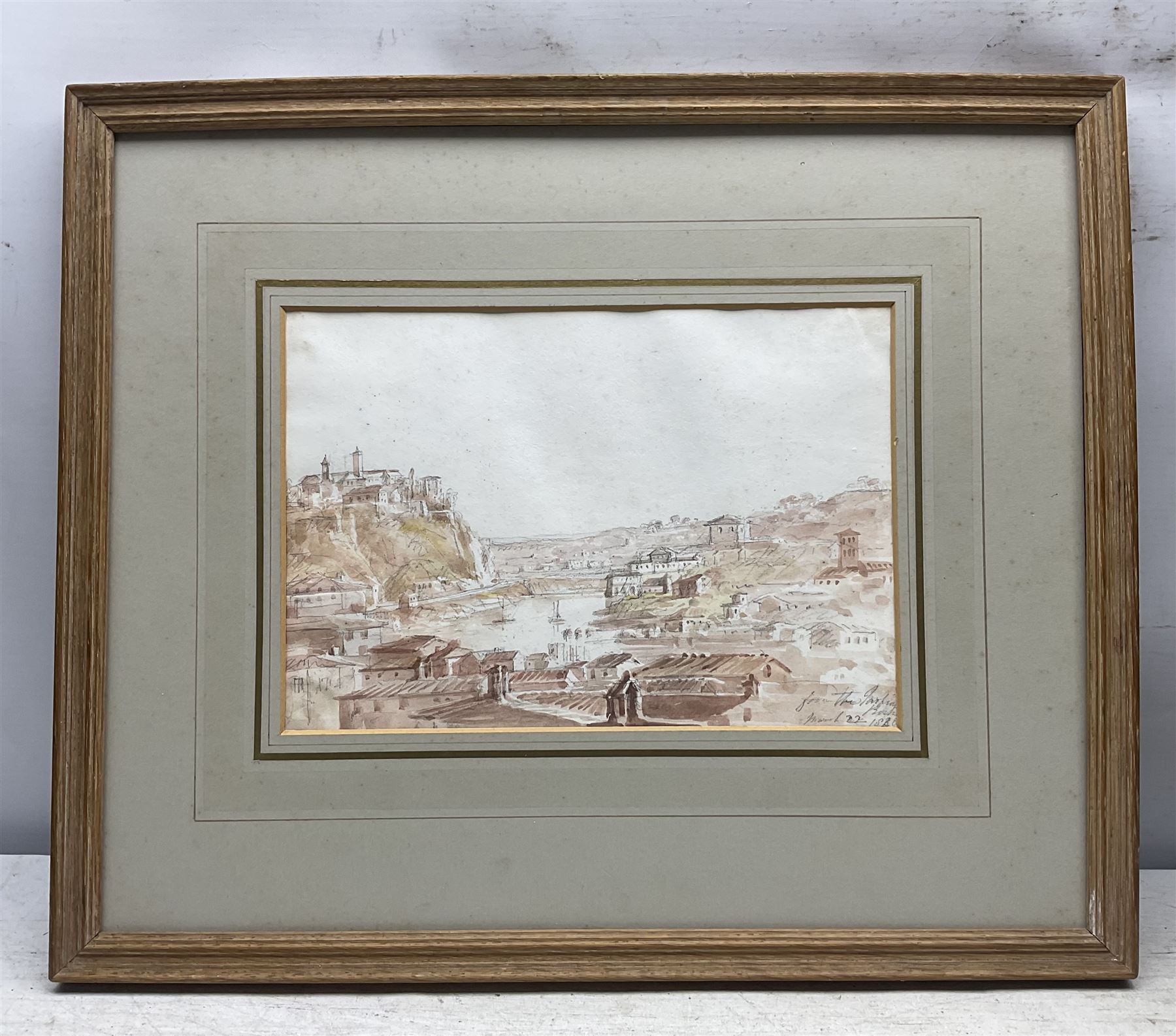 Manner of Francis Towne (British 1739-1816): 'From the Tarpeian Rock', watercolour and pencil unsigned, titled and dated c1840, 18cm x 26cm 