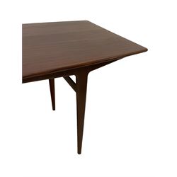 John Herbert for A Younger - mid-20th century teak dining table, curved rectangular top on tapering supports 