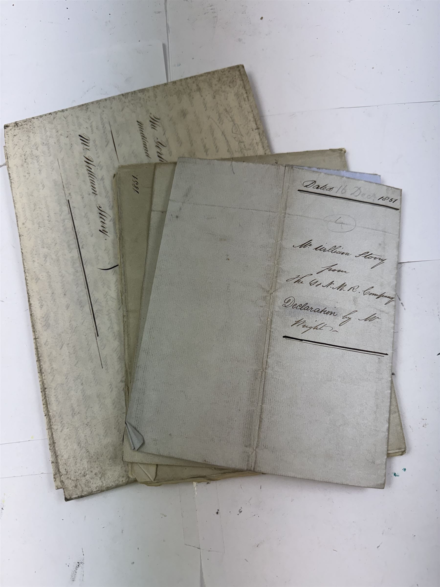 Indenture and correspondence relating to 1851 purchase of land for Scarborough and York railway at Flaxton