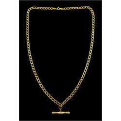 9ct gold curb link necklace with T bar pendant, stamped 375