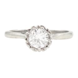 18ct white gold single stone round brilliant cut diamond ring, stamped, diamond approx 0.50 carat