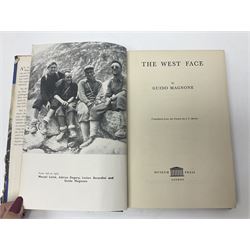 Mountaineering - twenty-six books including The West Face by Guido Magnone; The Conquest of Fitzroy by M.A. Azema; British Crags and Climbers by Pyatt & Noyce; A Mountain Called Nun Kun by Bernard Pierre; Mountain Climbing by Francis A. Collins; works by Frank S. Smythe, Edward Whymper, Arnold Lunn etc (26)