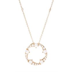 Berry's 'OPEIA' 18ct rose gold round brilliant cut diamond large circular pendant, stamped 750, on 18ct rose gold rubover set nine stone round brilliant cut diamond chain necklace, London 2021, total diamond weight approx 2.15 carat