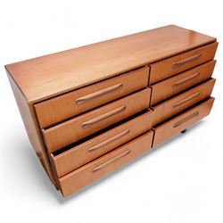 G-Plan - mid-20th century 'Fresco' teak wideboy chest, fitted with eight drawers, on skirted base