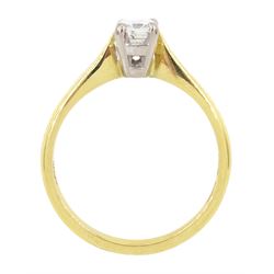 18ct gold single stone emerald cut diamond ring, hallmarked, diamond approx 0.60 carat