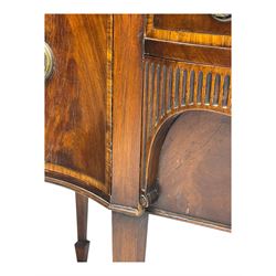 Early 19th century serpentine sideboard, fitted with two cupboards and two drawers, on square tapering supports with spade feet