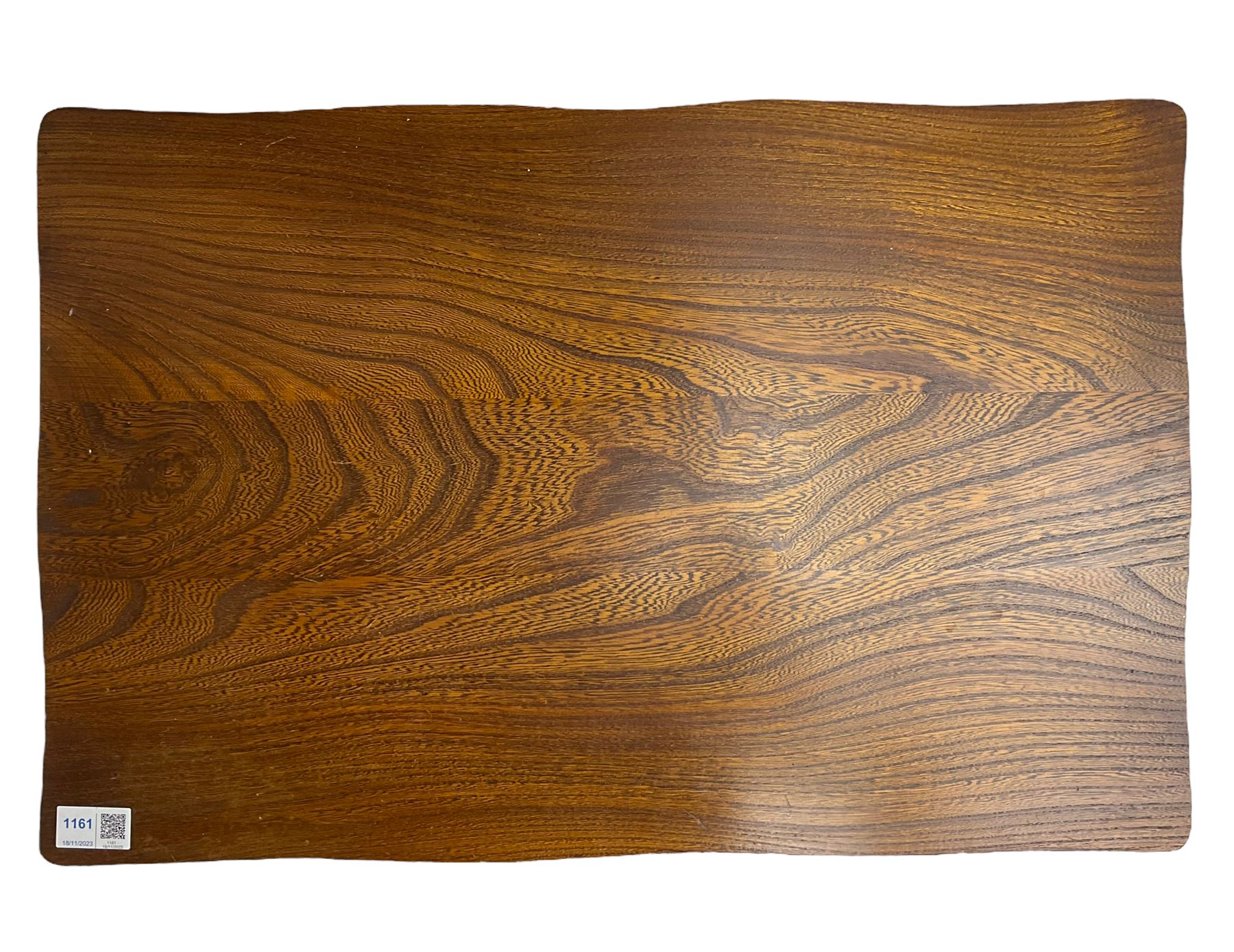 19th century design elm nest of three tables, rectangular shaped top, raised on tapering reeded supports 