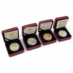 Four Royal Canadian Mint fine silver twenty dollar coins, comprising 2016 '1916 The Somme ...