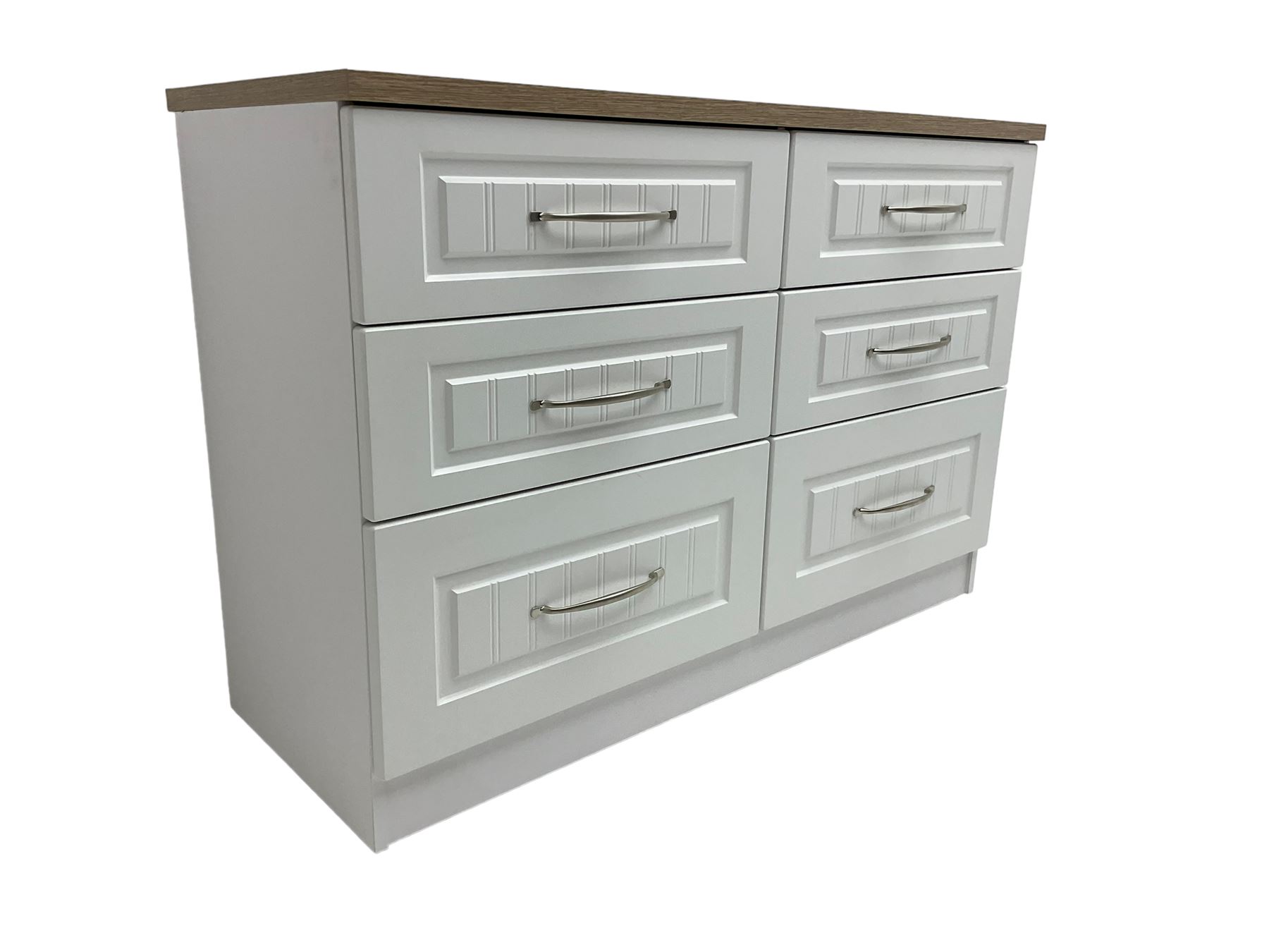 Oak and white finish six drawer chest 