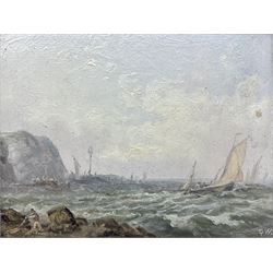 George Weatherill (British 1810-1890): Choppy Seas off the Yorkshire Coast, oil on board signed with initials 11cm x 15cm