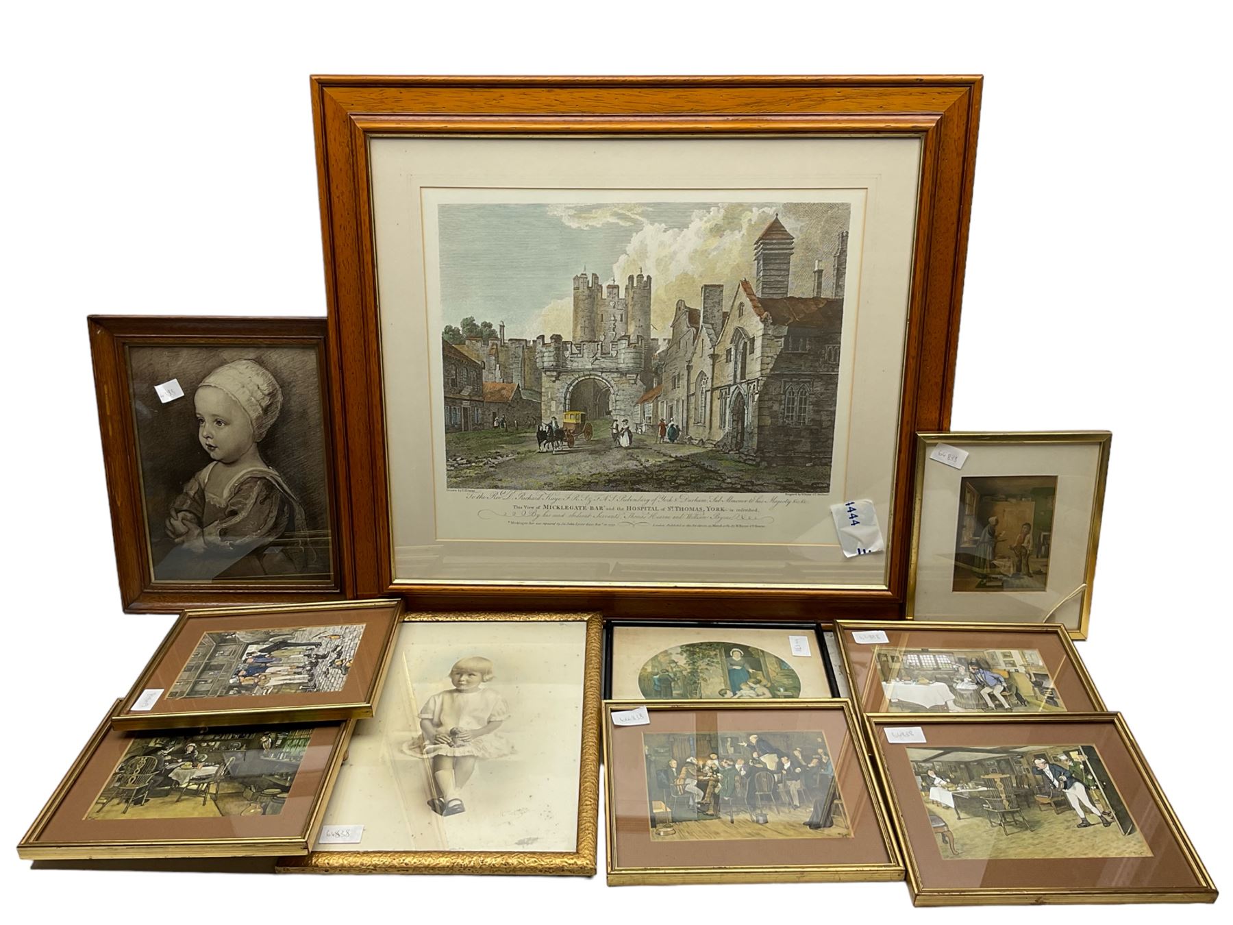 Collection of Cecil Aldin prints and a Pears print, together with an engraving of Micklegate bar (10)