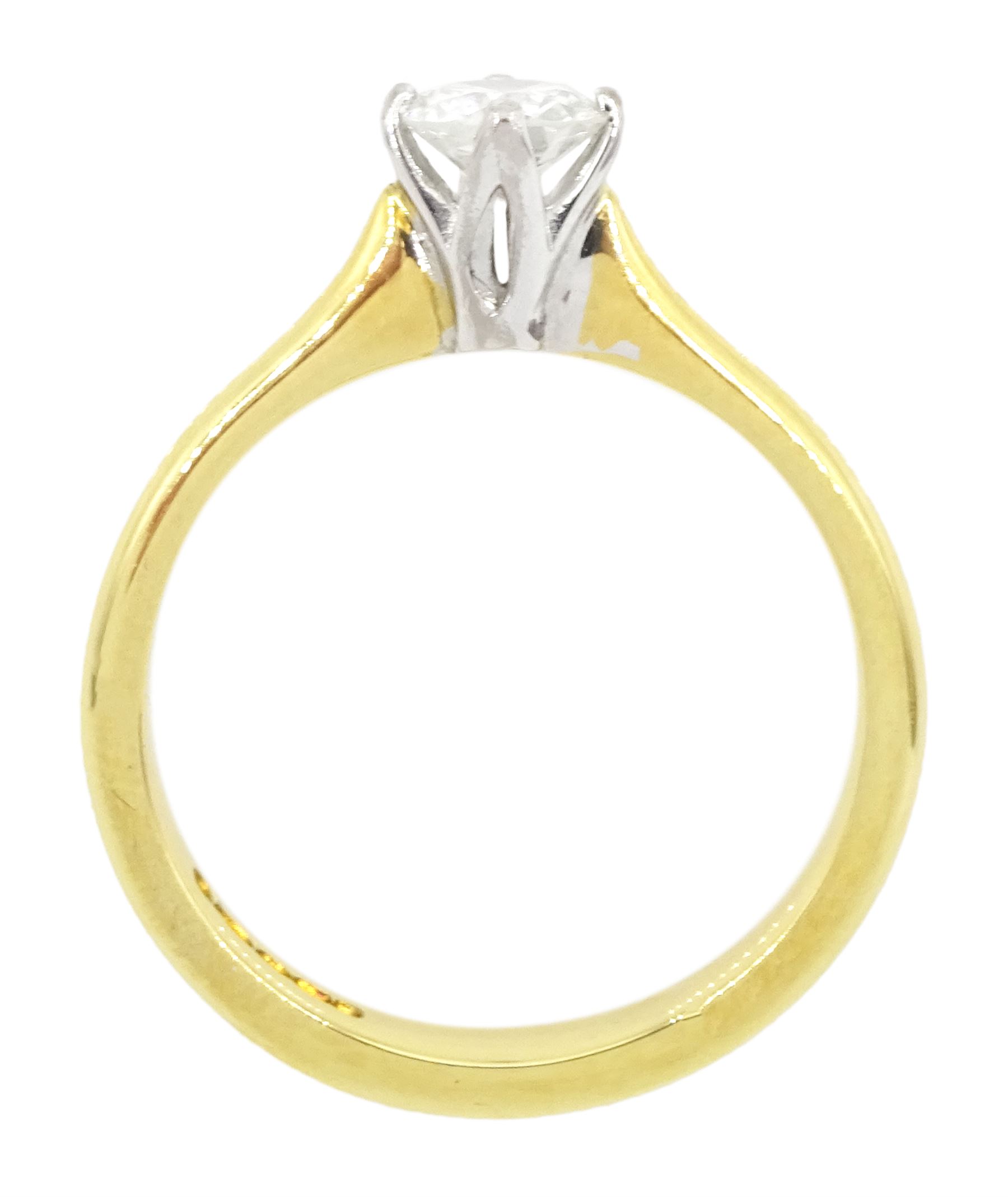 18ct gold single stone round brilliant cut diamond ring, hallmarked, diamond 0.42 carat, with IGL report