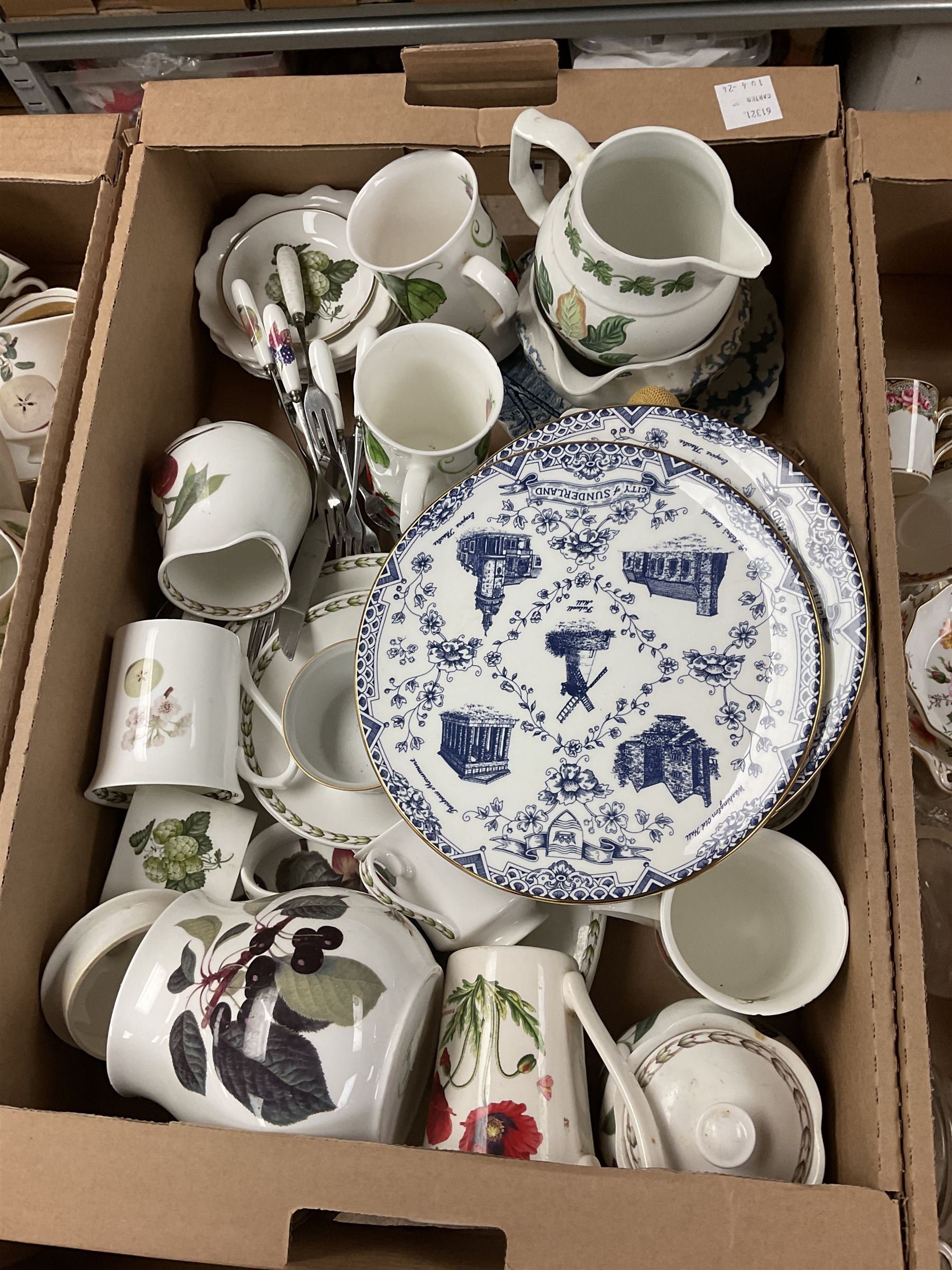 Large collection of ceramics and glassware, including Portmeirion etc, in six boxes 