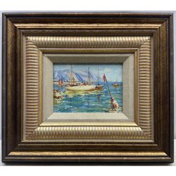 Howard Barron (British/Australian 1900-1991): Coastal Scenes, set of three oils on board signed with monogram 10cm x 13cm (3)