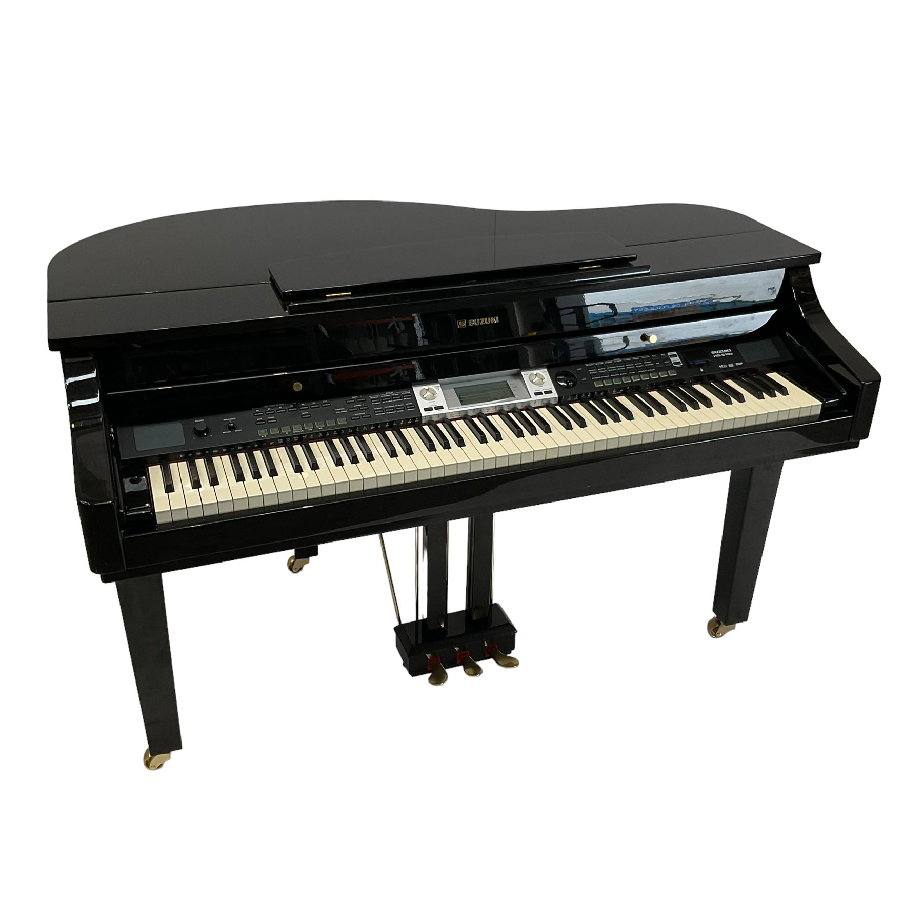 Suzuki HG-510e mini electric grand piano, in black lacquered case