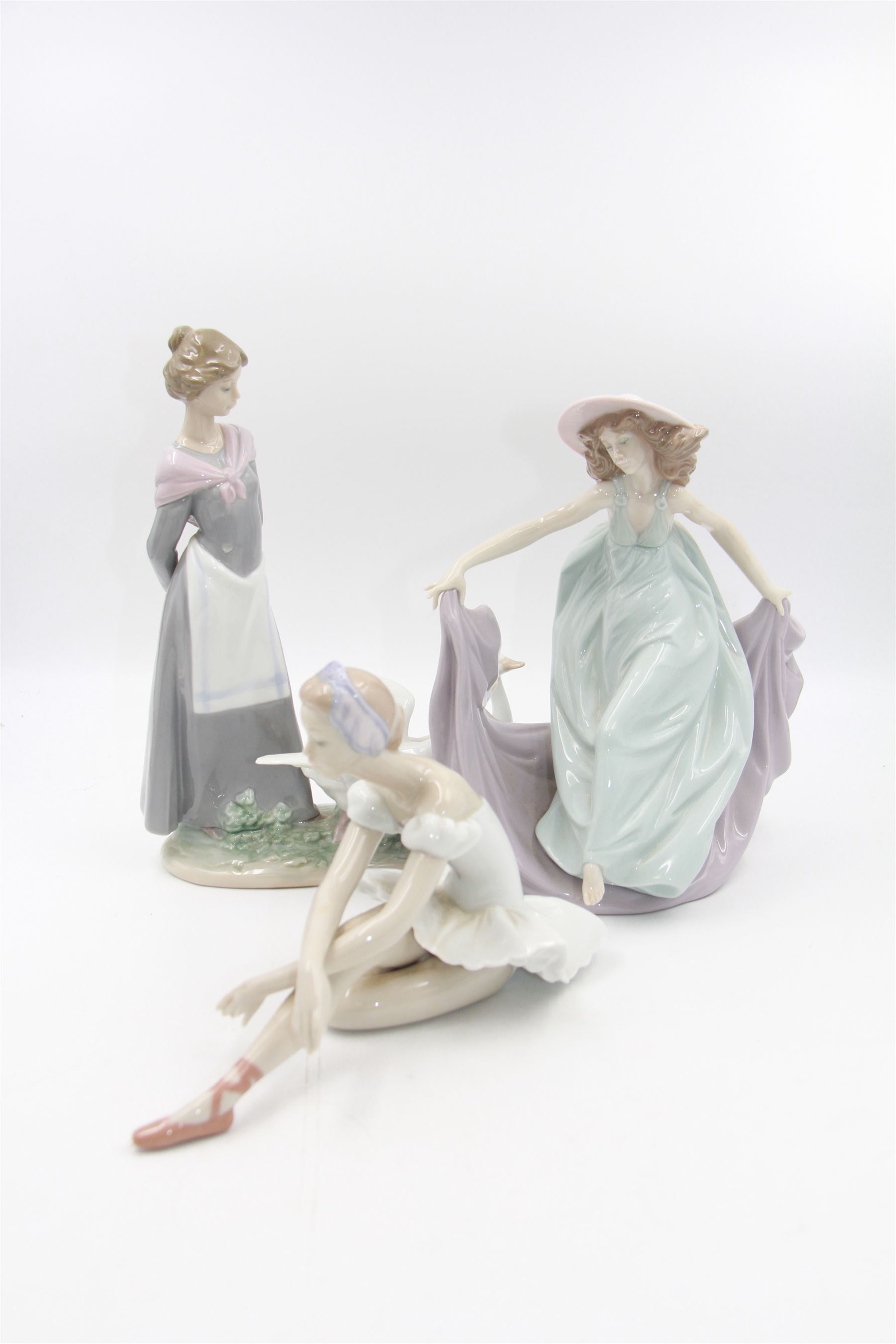 Three Lladro figures, comprising May Dance no 5662, Barnyard Scene no 5659 and Rose Ballet no 5919