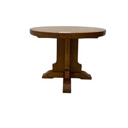 Yorkshire Oak - oak occasional table, circular top on cruciform base and sledge feet 