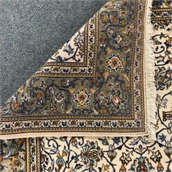 Kashan beige ground rug, central medallion, 215cm x 138cm