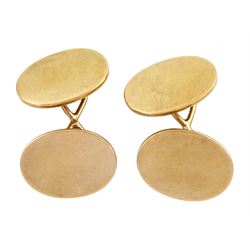 Pair of Victorian 15ct gold oval link cufflinks, Birmingham 1891