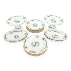 Meissen Green Court Dragon pattern dinner wares, comprising eleven dinner plates, pair of ...