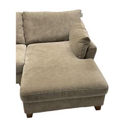 Next Home - corner sofa upholstered in grey fabric, on block feet 