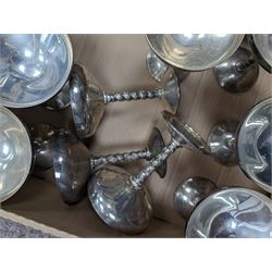 Twelve Spanish silver plated goblets