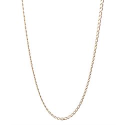 9ct rose gold flattened curb link chain necklace, stamped 375