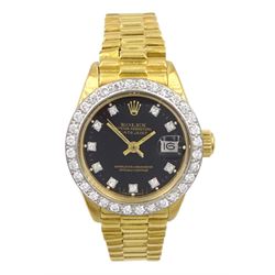 Rolex Oyster Perpetual Datejust ladies 18ct gold automatic wristwatch, circa 1978, diamond...