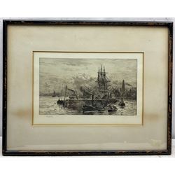 William Lionel Wyllie (British 1851-1931): ‘Greenock Harbour’, drypoint etching signed in pencil 22cm x 34cm