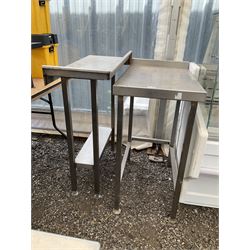 Two small stainless steel preparation tables - THIS LOT IS TO BE COLLECTED BY APPOINTMENT FROM DUGGLEBY STORAGE, GREAT HILL, EASTFIELD, SCARBOROUGH, YO11 3TX