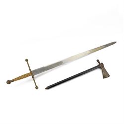 Reproduction long sword, the blade marked Toledo, together with fireman axe, sword L118cm