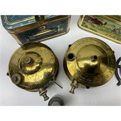 Brass Fogoa Hipolito camping stove burner, in original box together with a similar Optimus example