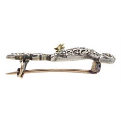 Victorian silver and gold diamond pheasant brooch, old and rose cut diamond body and a ruby set eye