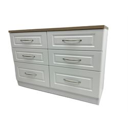 Oak and white finish six drawer chest 