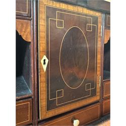 Georgian mahogany bureau, moulded fall front enclosing cupboard, small drawers, pigeonholes and inset writing surface, fitted with four long graduating cock-beaded drawers, on splayed bracket feet 