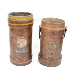 Early 20th century leather artillery shell case by Barrow, Hepburn & Gale Ltd, decorated a...