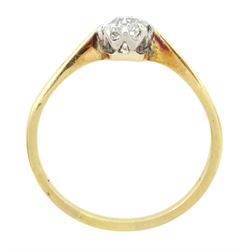 Early 20th century gold single stone old cut diamond ring, diamond approx 0.35 carat