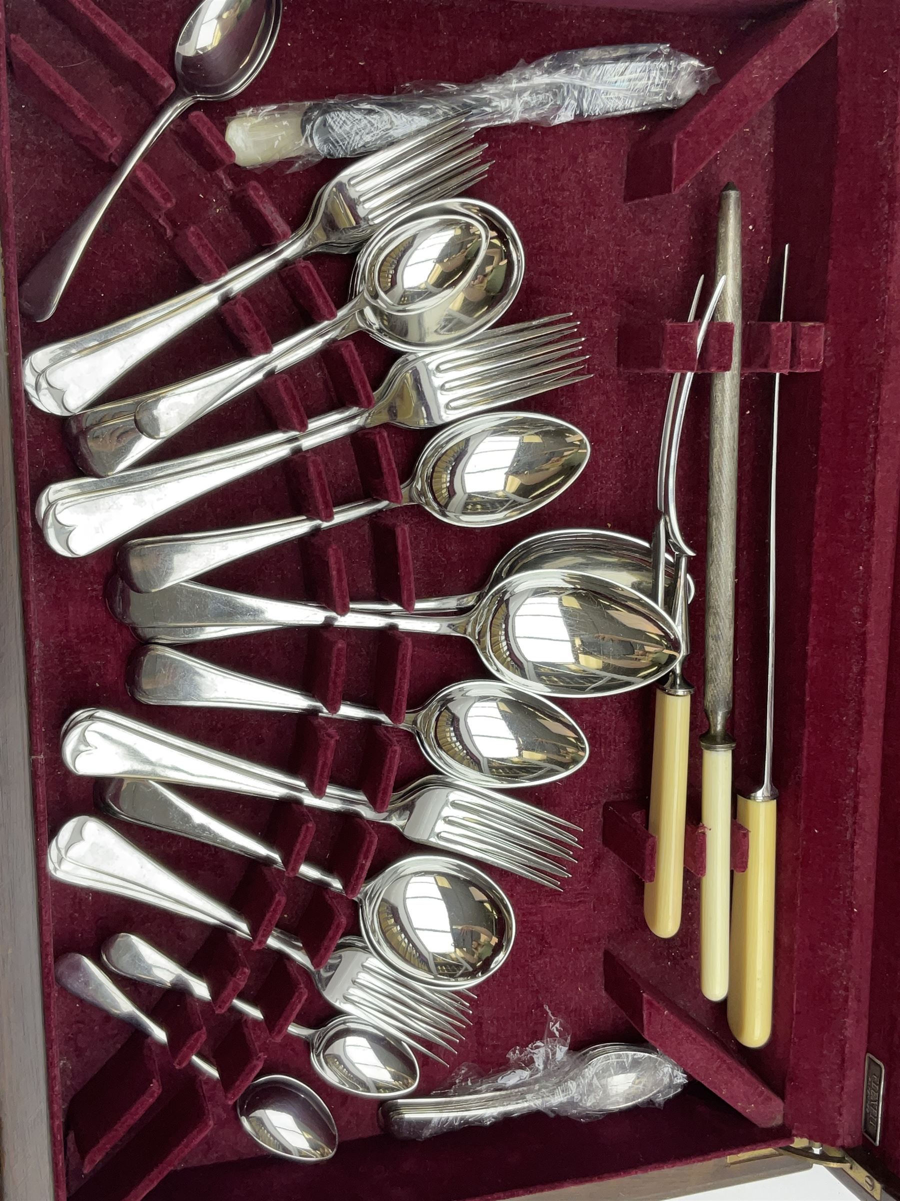 Canteen of cutlery for six place settings, contained within fitted oak case