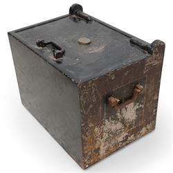 Milners Liverpool & London - 19th century cast iron 'fire resisting box' safe, in black paint finish, fitted with carrying handles, with keys 